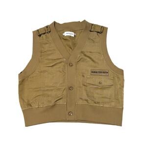 Honor The Gift Logo-Patch Shop Vest Women's Size XL Button Front Ribbed Pocket